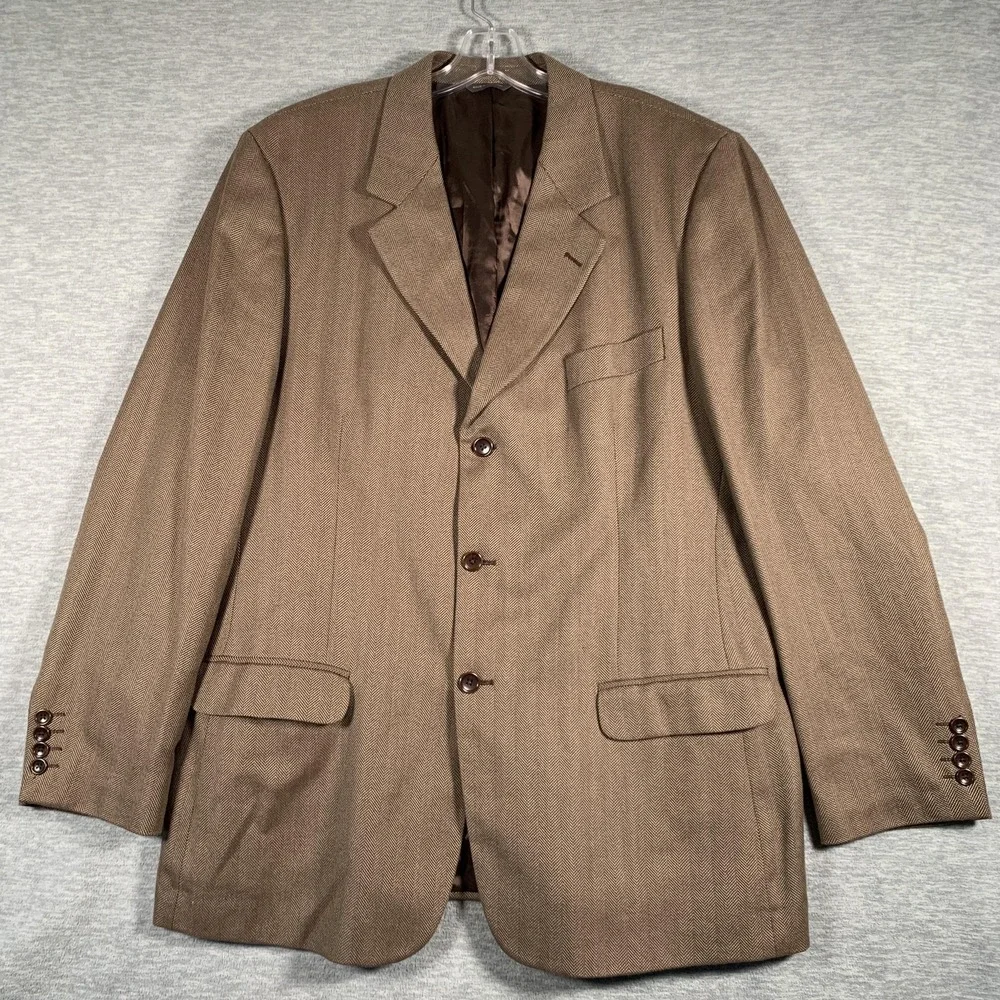 Banana‎ Republic Blazer Mens 46R Brown Herringbone Cotton Wool Sport Coat Italy